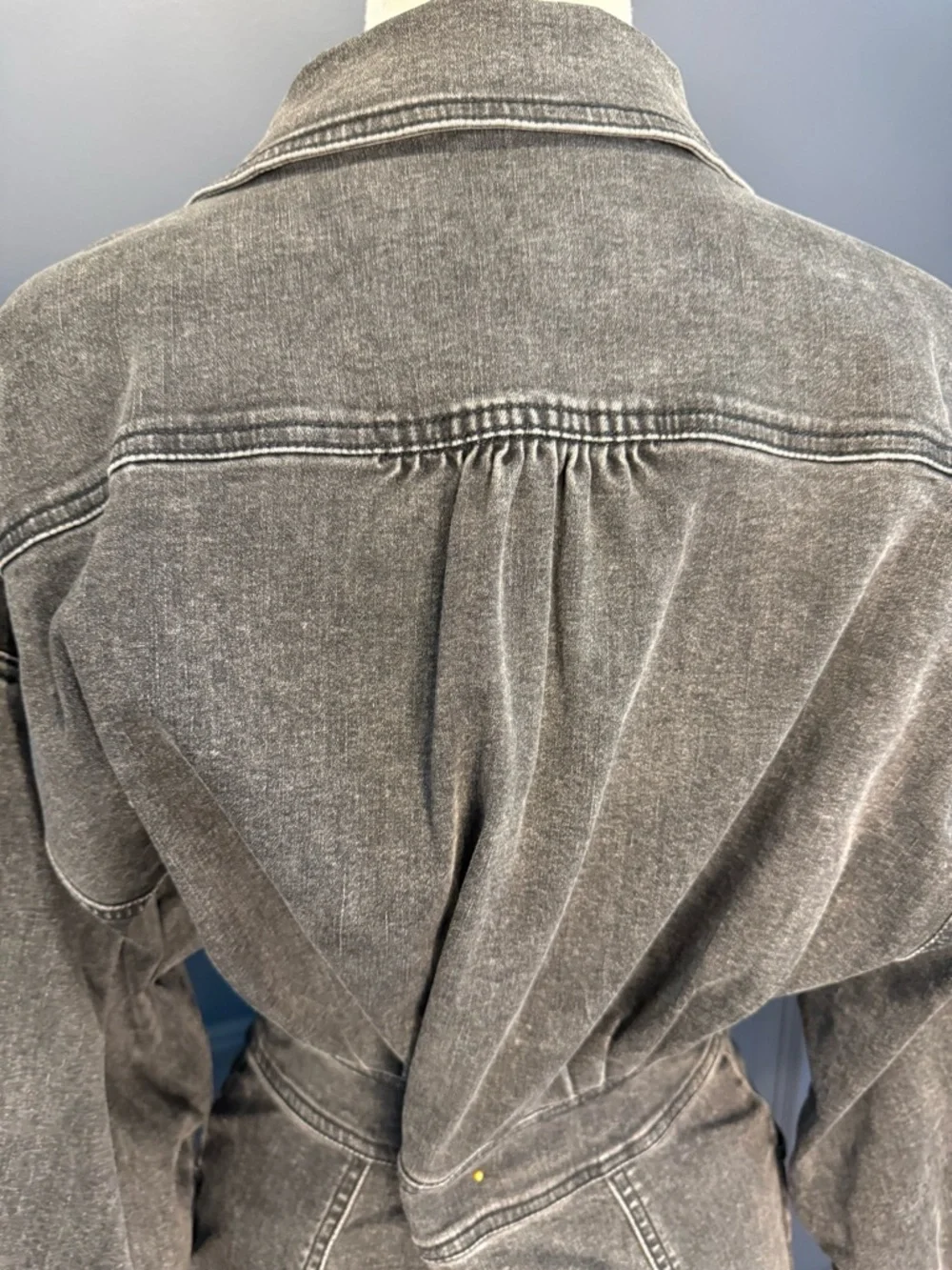 Free People Washed Black Denim Utility Jacket Dress - Picture 4 of 6